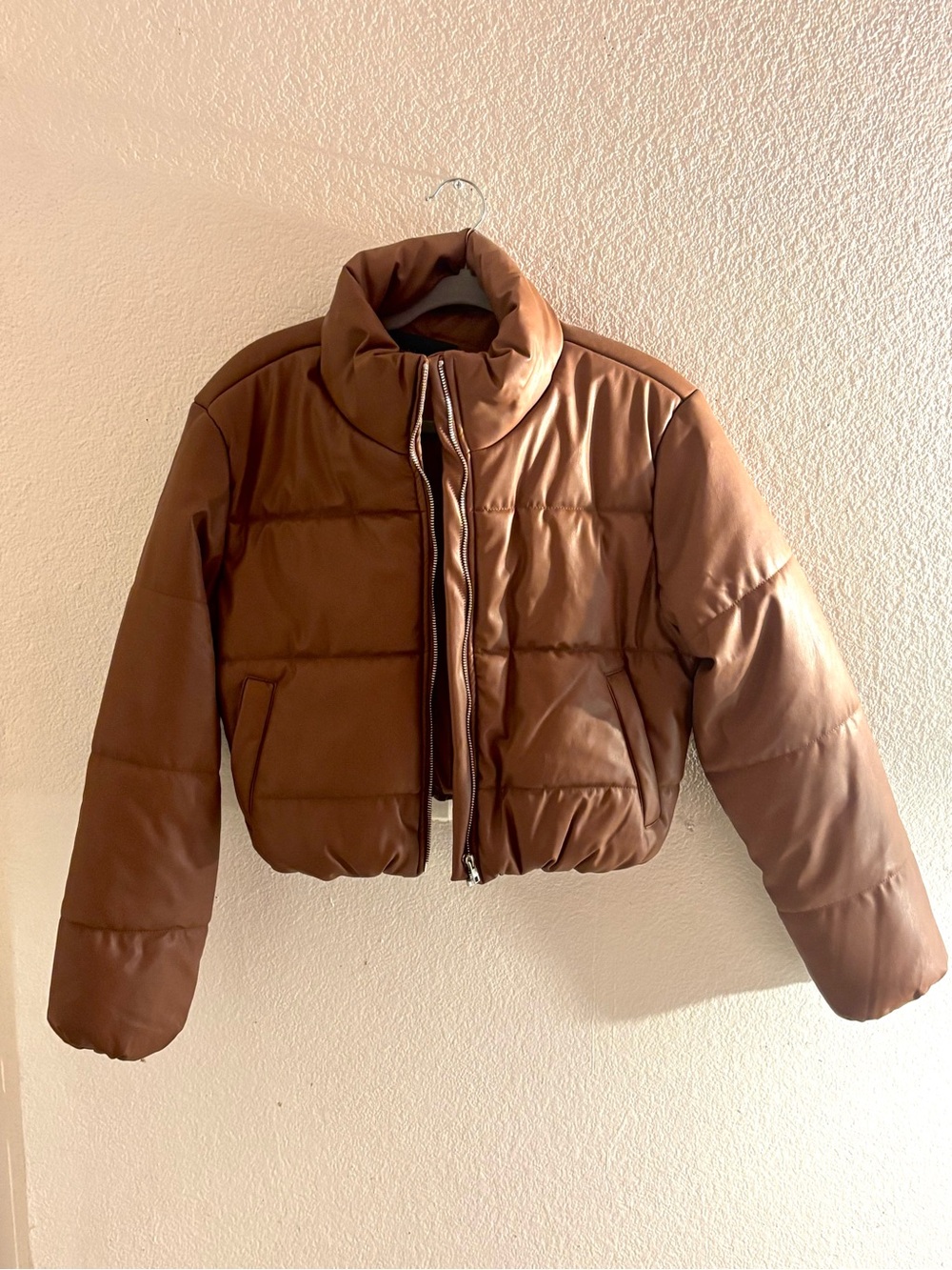 Ambiance Cropped Brown Puffer Jacket
